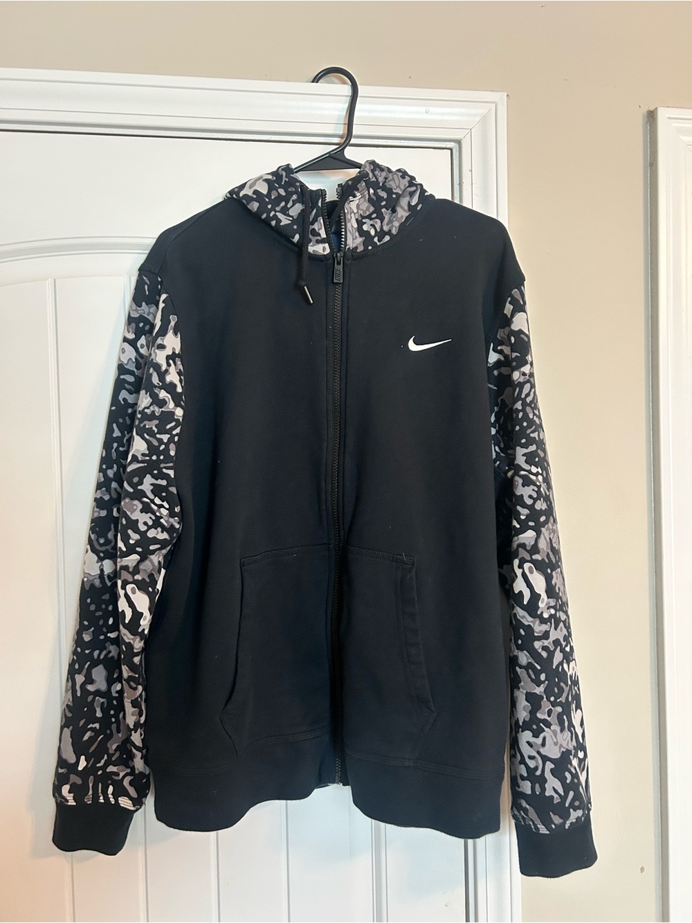 Nike Black Hoodie with Gray Camo Sleeves
